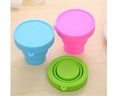 Kangsanli Silikonbecher, faltbar, tragbar, für Reisen, Outdoor, Sport, einziehbar, Zahnbürste, Zahnpasta-Halter, Gargles Becher, Badezimmerzubehör blau