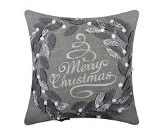 KING Rose Merry Christmas Kranz dekorativer Überwurf-Kissenbezug Wolle Kissen Fällen für Sofa Couch Stuhl Art Deco 18 X 18 Inches Xmasgrey
