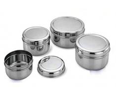 King International Edelstahl Aufbewahrungsbox, Aufbewahrungsbehälter Frischhaltedosen Stahl Kanister mit Deckel Set 4, klein, mittel und groß