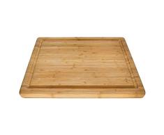 Point-Virgule Outdoor und Küche Schneidebrett aus Bambus Holz mit Saftrille, zubehör zum Fleisch schneiden, Grill Zubehör, braun und weiß, Groß, 40x30x3cm