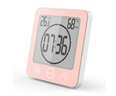 BALDR Badezimmeruhr Digitaler Wecker Badezimmer Dusche Saugnapf Dusche Uhr mit LCD-Display Luftfeuchtigkeit Temperatur Wanduhren Countdown Timer für Dusche Küche Rose