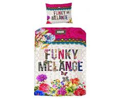 Melli Mello Kinderbettwäsche Funky Melange mit farbigen Buchstaben und Blumen, 200 x 135 x 0,5 cm, mehrfarbig