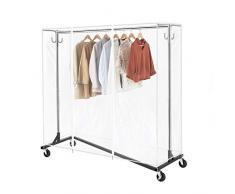 Greenstell Kleiderständer Z-Base mit Abdeckung, Industrie-Rohr-Stil Kleiderständer auf Rollen schwarz