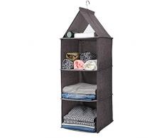 UUUJOLY Kleiderschrank mit 3 Ablagen zum Aufhängen, Stoff, zusammenklappbar, mit Polypropylen-Kunststoff-Regal, Kleiderschrank, Hänge-Regale für Schuhe, Handtaschen, Clutches, Zubehör und Kleidung 3-shelf/Gray