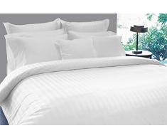 Tranquil Nights Bettlaken-Set aus 100 % Supima-Baumwolle, 4-teiliges Set, gekämmte kompakte Baumwolle, Satin-Streifengewebe, Marrow Saum, Ultra weich und glänzend, passend für Matratzen bis zu 45,7 cm Tiefe Taschen Full weiß