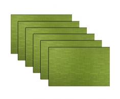 Pigchcy Platzsets, hitzebeständig, rutschfest, waschbar, leicht zu reinigen, gewebtes Vinyl, kleine doppelte Bordüre, Bamboo2: Sage Green, 6er-Set