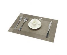 CHBESTR 4 Stück Tischsets Vinyl Tischsets für Esstisch Küche Tisch, Anti-Rutsch-Wärmeisolierung und Bakteriostasen, leicht zu reinigen 17.8*11.8 grau