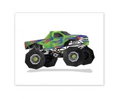 AtoZStudio Classic Car Wall Art – Set von 5 Drucken // Spielzimmerdeko // Kinderzimmer Poster // Transport Auto Kinderzimmer // Geburtstag Party Dekoration // Vintage 8x10 Monster Car