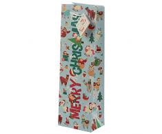 Puckator Miss Pretty London Geschenktüte für Flaschen, Weihnachtsmotiv, Multi, Height 37cm Width 12cm Depth 8cm