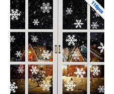 MELLIEX 116 Stück Weihnachts-Aufkleber für Fenster und Schneeflocken, Dekoration für Urlaub, Neujahr, Winter, Wunderland, Party-Dekorationen