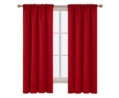 deconovo Home Dekorationen Rod Pocket Vorhänge Verdunklungsvorhänge isoliert Verdunkeln Gardinen 1 Paar 106,7 cm, Polyester-Mischgewebe, True Red, 42x72 Inch