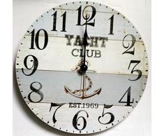 Salome Idee Holz Wanduhr Classic Retro Vintage batteriebetrieben geräuschlos Silent 27,9 cm für Home Deko-, Bunt, Verschiedene Wanduhr E08