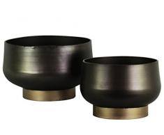 Urban Trends 38836 Metall Topf, rund angeschrägten unten auf Gold Boden gebürstetem Finish (Set von 2), Bronze, 2 Stück