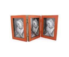 10,2 x 15,2 cm 3 Triple Holz Scharnier Family Bilderrahmen für Tisch Top Display, holz, Orange, 4x6 Inches