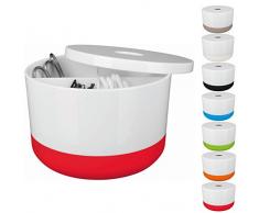 Spirella Kosmetikorganizer Moji mit Individuell Verstellbaren Fächern Aufbewahrungsbox für Make up und Schmuck 15x9cm mit Deckel Weiß/Rot