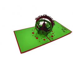 St Origami Pop Up Weihnachtskugel, Papier, Rot, 12 x 12 x 0,3 cm