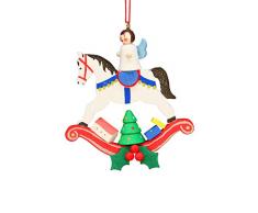 Alexander Taron 10-0604 Christlicher Ulbrichter Engel auf Schaukelpferd, 7,6 cm H x 7 cm B x 0,25 Zoll T, Weiß