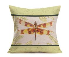 Toplano Kissenbezug mit Libellen-Muster, Baumwolle, Leinen, transparente Flügel, dekorativ für Sofa, Couch Sessel, quadratisch, 45,7 x 45,7 cm, bunt 18 X 18 Leopard