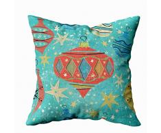 Emmteey XMas Home Decor Überwurf Kissenbezug für Sofakissen, Vintage-Weihnachtsdekoration, goldfarbene Sterne, dekorative quadratische Akzente mit Reißverschluss und doppelseitigem Druck, 40,6 x 40,6 cm Viktorianisch 18X18 Multi 1