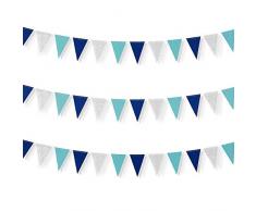 Little Biene Dreieckiges Stoffbanner bunt Wimpelkette Vintage Wimpelkette zum Aufhängen Baumwolle Girlande Baby Geburtstag Dusche Hochzeit Mottoparty Fenster Dekorationen ¡ himmelblau/blau