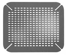 iDesign Spülbeckeneinlage, große Spülbeckenmatte aus PVC Kunststoff, Spülmatte mit Ablauföffnungen für Spüle und Waschbecken, grau