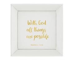 CB Gift Heartfelt Collection Schmuckkästchen, 7,5 x 7,5 cm, Rosa Christian 7.5 x 7.5-Inches with God-Matthew 19:26