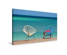 Premium Textil-Leinwand 75 x 50 cm Quer-Format Zwei Stühle am Karibischen Meer | Wandbild, HD-Bild auf Keilrahmen, Fertigbild auf hochwertigem Vlies, Leinwanddruck von Frank Hornecker