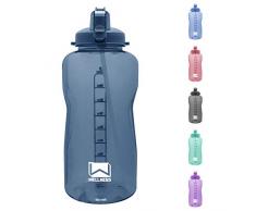 Wellness Trinkflasche mit Strohhalm und Tragegriff, 340 ml, Grau