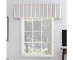 Sun Zero Evelina Kunstseide Dupioni mit Perlenquasten, 100% Verdunkelungsgardine 50 x 17 perlweiß