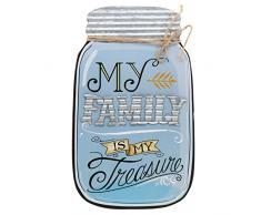 Barnyard Designs Rustikal My Family is My Treasure Mason Jar Dekorative Holz und Metall Wandtafel Schild Vintage Country Decor 35,6 x 22,9 cm
