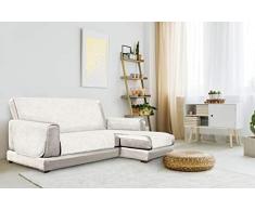 Italian Bed Linen “Glamour” rutschfest Sofa Abdeckung mit Chaise-Longue Rechts, Creme, 190cm