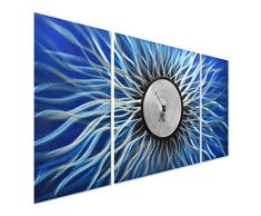 Pure² Art Psychedelic Uhr Metall Kunst – Blau Abstrakt Outdoor Dekorationen in 61 x 124,5 cm – Moderne Einrichtung für Wohnzimmer und Küchen Blau