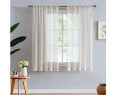 Fmfunctex Leinen-Vorhang, 2 Paneele Country Rustic 63 L | Window Curtains Natur