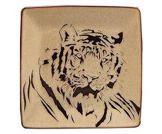 StealStreet Tiger Face Print Moderner quadratischer Salatteller, Tan/Schwarz, 20,3 cm
