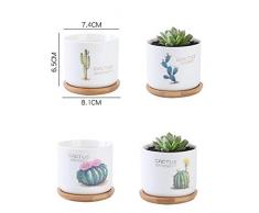 Youfui 4 Stück süße Blumentopf Tier-Keramik Sukkulenten Blumentopf Schreibtisch Mini Ornament Cactus Series