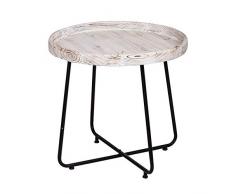 A&B Home Beistelltisch aus Holz und Eisen, Weiß/Schwarz