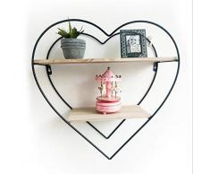 Prime Leader Wandregal, 3 Ebenen, Metall und Holz, für Schlafzimmer, Wohnzimmer, Küche, Büro (rund, 50 x 19 x 50 cm) 19.7x7.6x19.7 Heart-Shaped