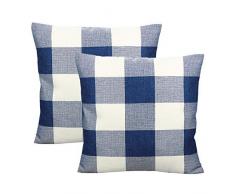 VAKADO Kissenbezug, tropischer Flamingo, dekorative Blätter, 45,7 x 45,7 cm, Raumdekoration für Terrasse, Couch Sofa, Stuhl, Bettwäsche 2 Pieces, 18x18 Plaids-dunkelblau & weiß