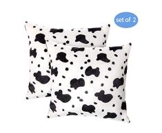 COOHC Kissenbezug, Kuhmuster, weich, kurz, Plüsch, Bauernhaus Buffalo quadratisch, rustikal, für Sofa, Schlafzimmer, Auto, 45,7 x 45,7 cm, 2 Stück