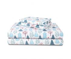 Sonnenwaschbar, 100 % Baumwolle, 170 g/m², Flanell, superweich, warm und flauschig, 4-teiliges Bettwäsche, bis zu 40,6 cm Tiefe Tasche. King Baum-Motiv