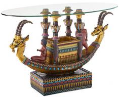 Design Toscano Ägyptische Barge ins Jenseits, Skulpturaler Tisch mit Glasplatte