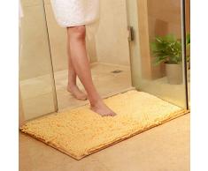 vctops Chenille Badteppich aus Plüsch Extra weich und saugfähig Mikrofaser, Rutschfester Läufer für Badewanne Badezimmer Dusche 20 x 31/50 x 80cm Beige Yellow