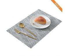 Amidaky Runde gewebte Platzsets, Thermo-Isolierung, Esstisch, rund, Baumwolle, Tischsets, Grau, 35,6 cm, 6 Stück Grau A