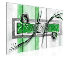 Bilder Abstrakt Wandbild 200 x 80 cm Vlies - Leinwand Bild XXL Format Wandbilder Wohnzimmer Wohnung Deko Kunstdrucke Grün 5 Teilig - MADE IN GERMANY - Fertig zum Aufhängen 108155c