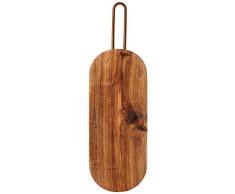 Ein domo pv-liv-3040 Point-Virgule Akazienholz Servierbrett mit Kupfer Griff 40 x 12 x 2 cm, Multiplex, braun