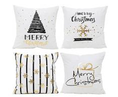 Keyuan 4 Stück Merry Christmas Kissenbezüge 18 x 18 Weihnachten Dekorative Couch Kissenbezüge Herbst Kissen quadratisch Kissenbezug für Sofa Indoor Outdoor Home Decor Color-c
