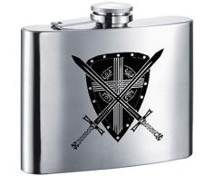 Visol Crusades Flachmann, Edelstahl, 177 ml, satiniertes Finish, Chrom