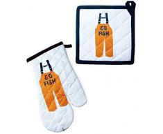 Boston International Ofenhandschuh und Topflappen, 2er-Set 8 x 13-Inches and 7.5 x 7.5-Inches Go Fish