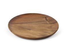 K&K Interiors 15016A-2 Tablett aus Holz, rund, 25,4 cm, Braun