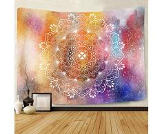 Simsant Blume Psychedelic Mandala Bohemian Tapisserie Wandbehang indische Wandkunst Picknick Bettlaken Decke Wand Kunst Bettwäsche 80x60inches (203.2x152.4CM Mehrfarbig